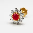 Maroon Stones Diamond Nosepin |18k